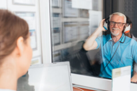 A patient is undergoing hearing examination in Naples and Estero, FL